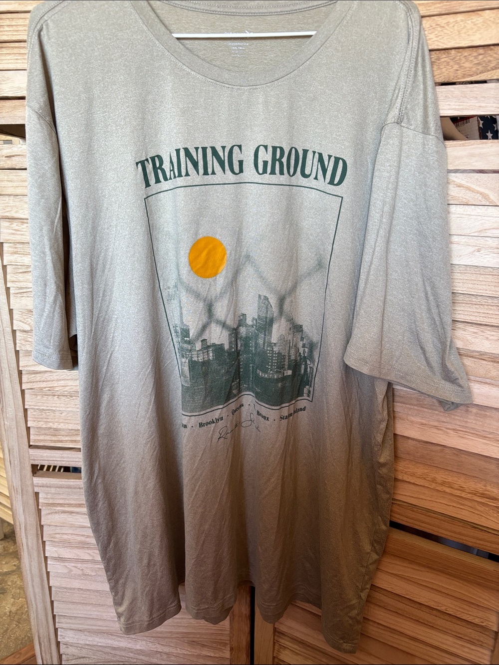 Training Ground Graphic Tee - Tan with Green Print XXL Tall